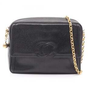 Chanel Coco Mark Shoulder Bag/Handbag, Calfskin Leather, Women's, Black